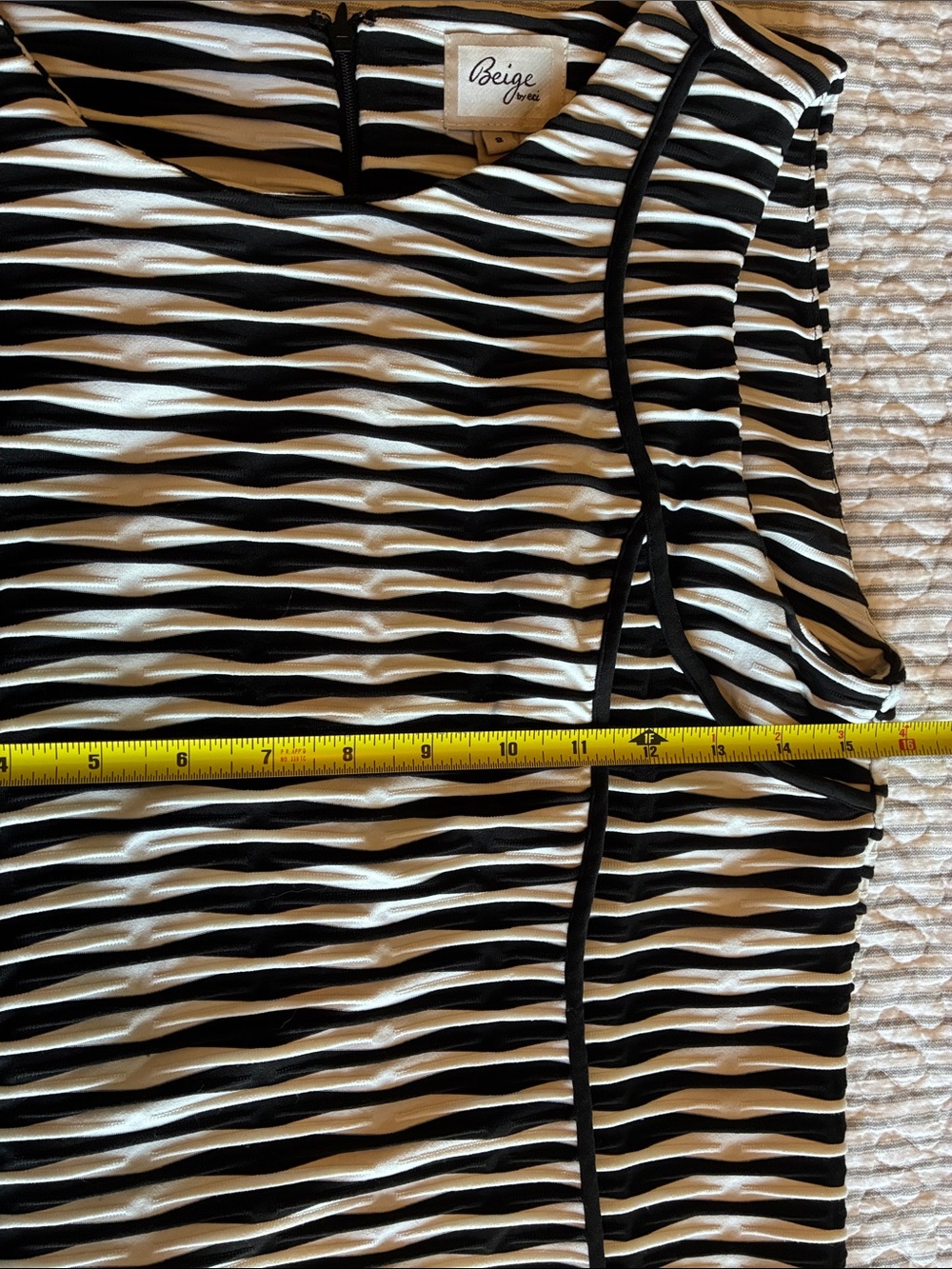 Beige by eci Black & White Sleeveless Striped Midi Dress Size:8 - Picture 4 of 6
